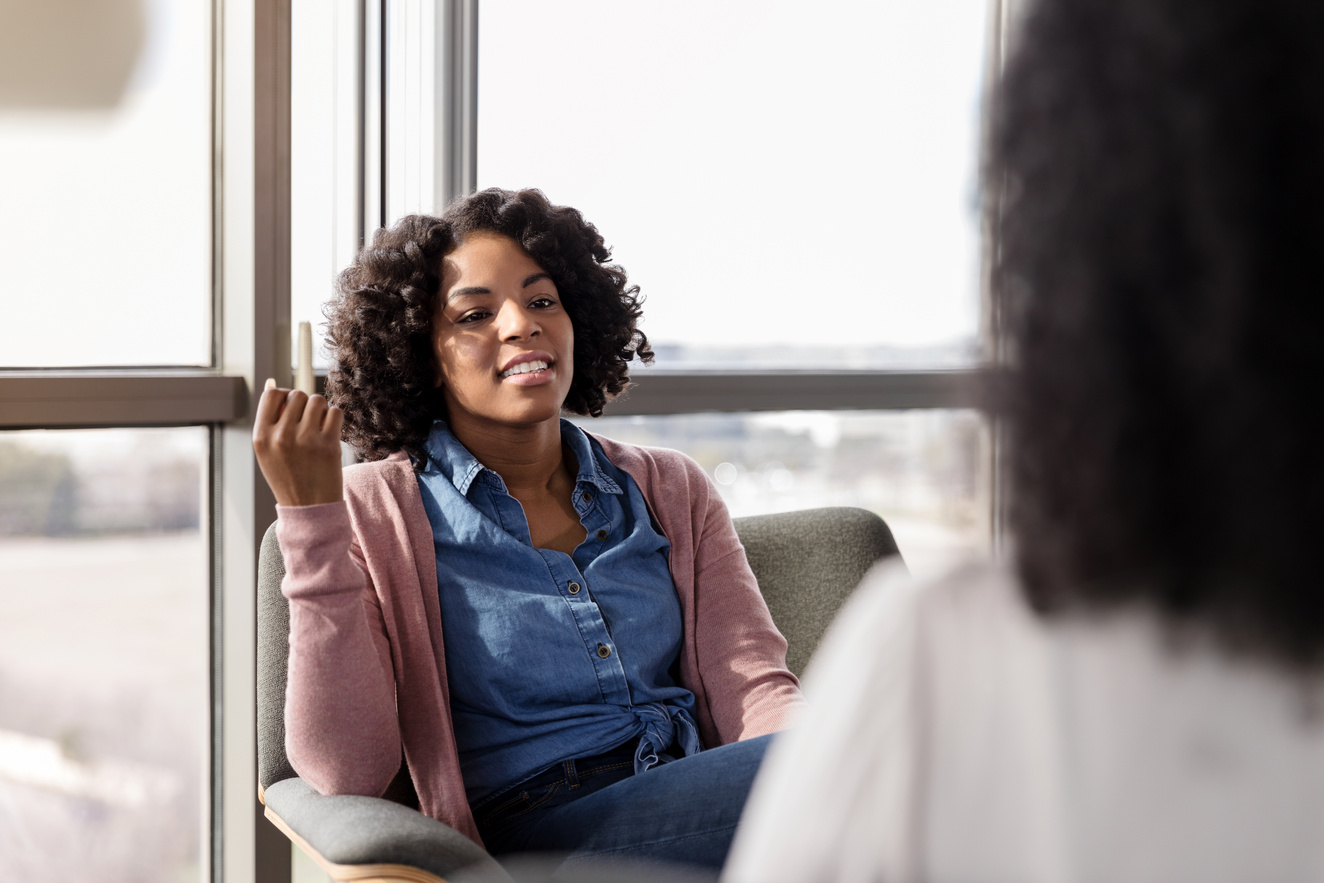 Vulnerable woman during counseling session